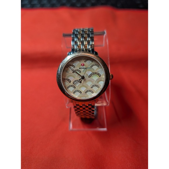 USED Michele Serein Mid Rose Gold Two Tone Diamond Watch MW21B00L4978 NIB
